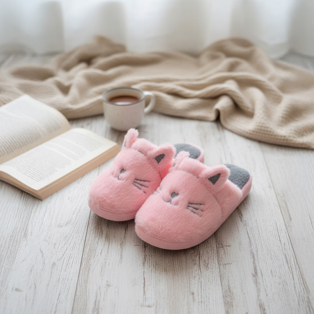 Purr-fectly Cozy: Cat-Themed Soft Bottom Slippers!