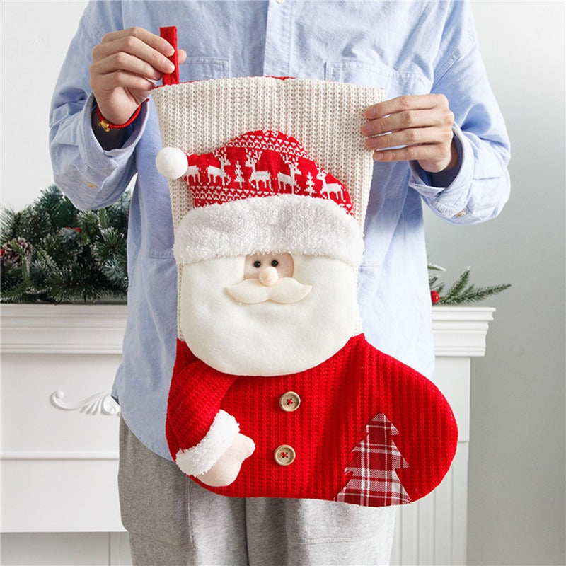 Charming Santa & Snowman Knitted Christmas Stockings – Perfect for Holiday Cheer!