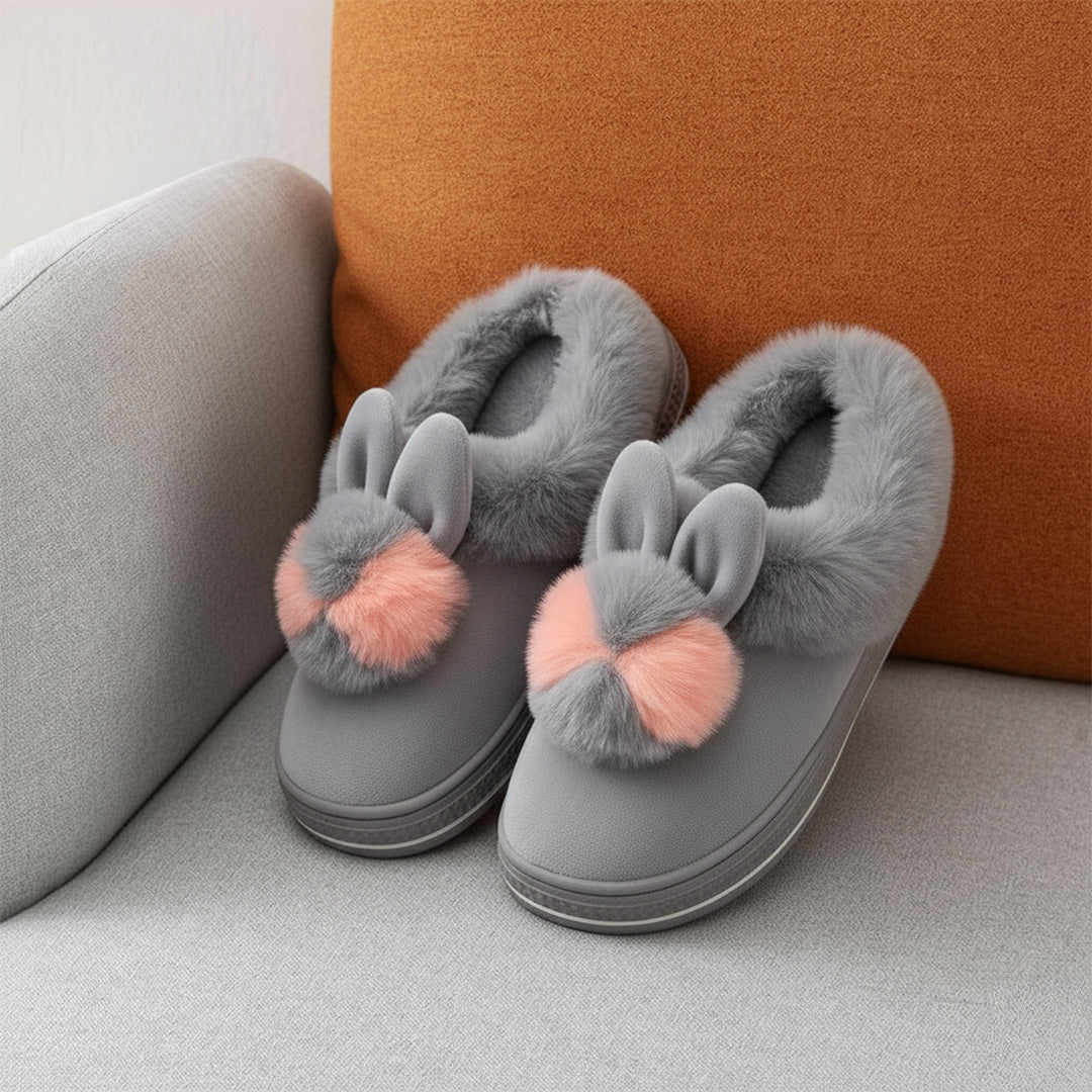 Bunny Bliss Plush Platform Slippers