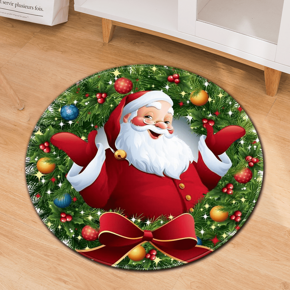 Round Christmas Doormats – Non-Slip Holiday Floor Décor for Your Home - All Inclusive Family Treasures