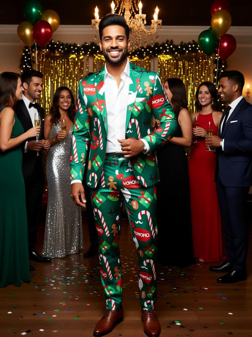 Men's Christmas Suit - Festive Holiday Blazer and Pants Set