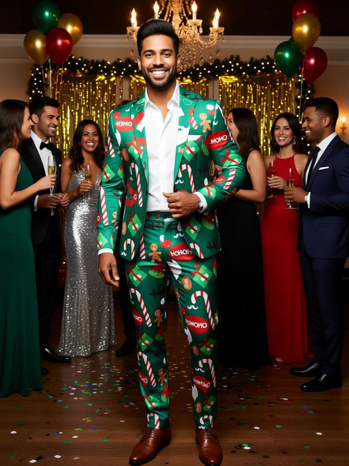 Men's Christmas Suit - Festive Holiday Blazer and Pants Set