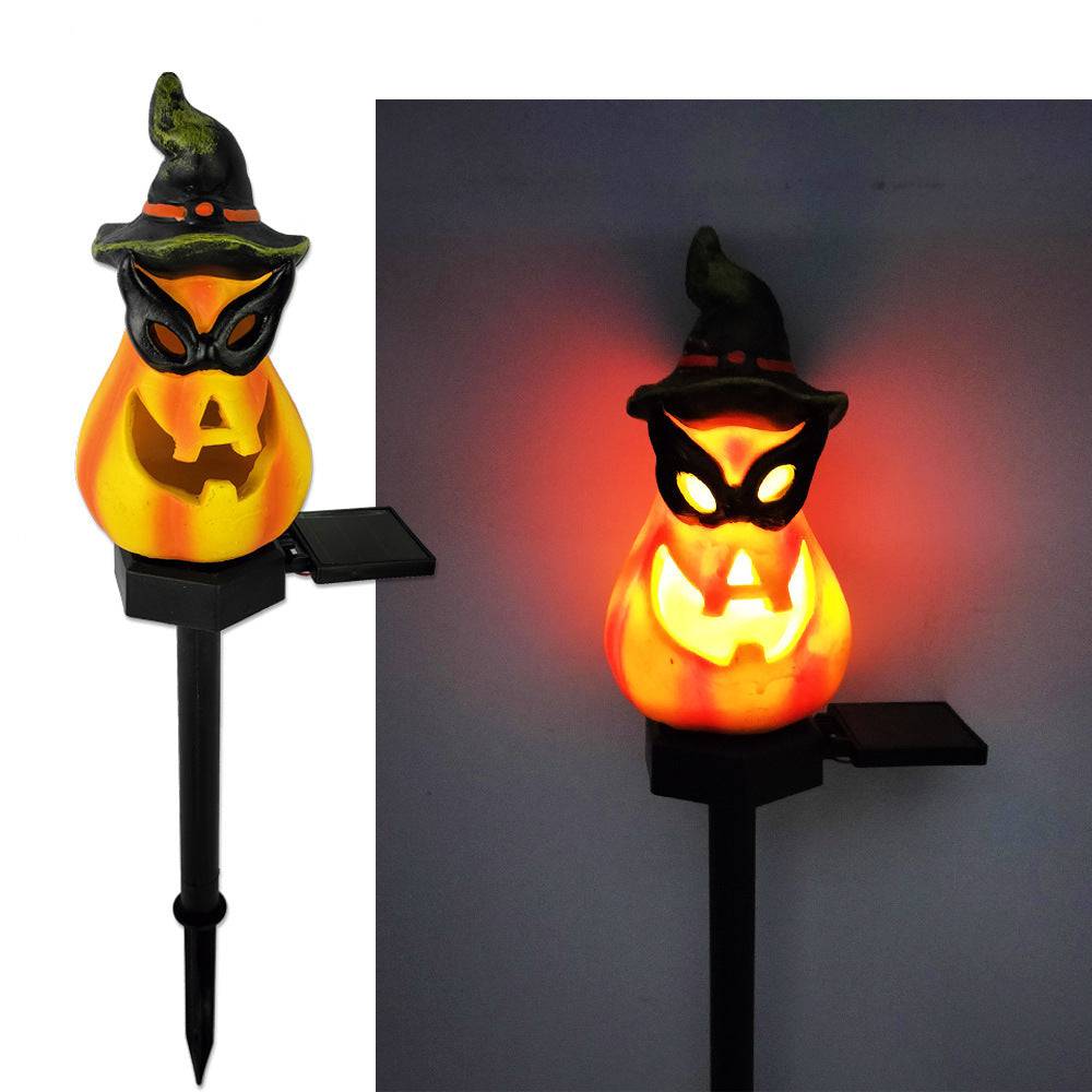 Solar-Powered Halloween Pumpkin Lantern – Handcrafted Resin Decor for a Festive Garden Glow! - All Inclusive Family Treasures