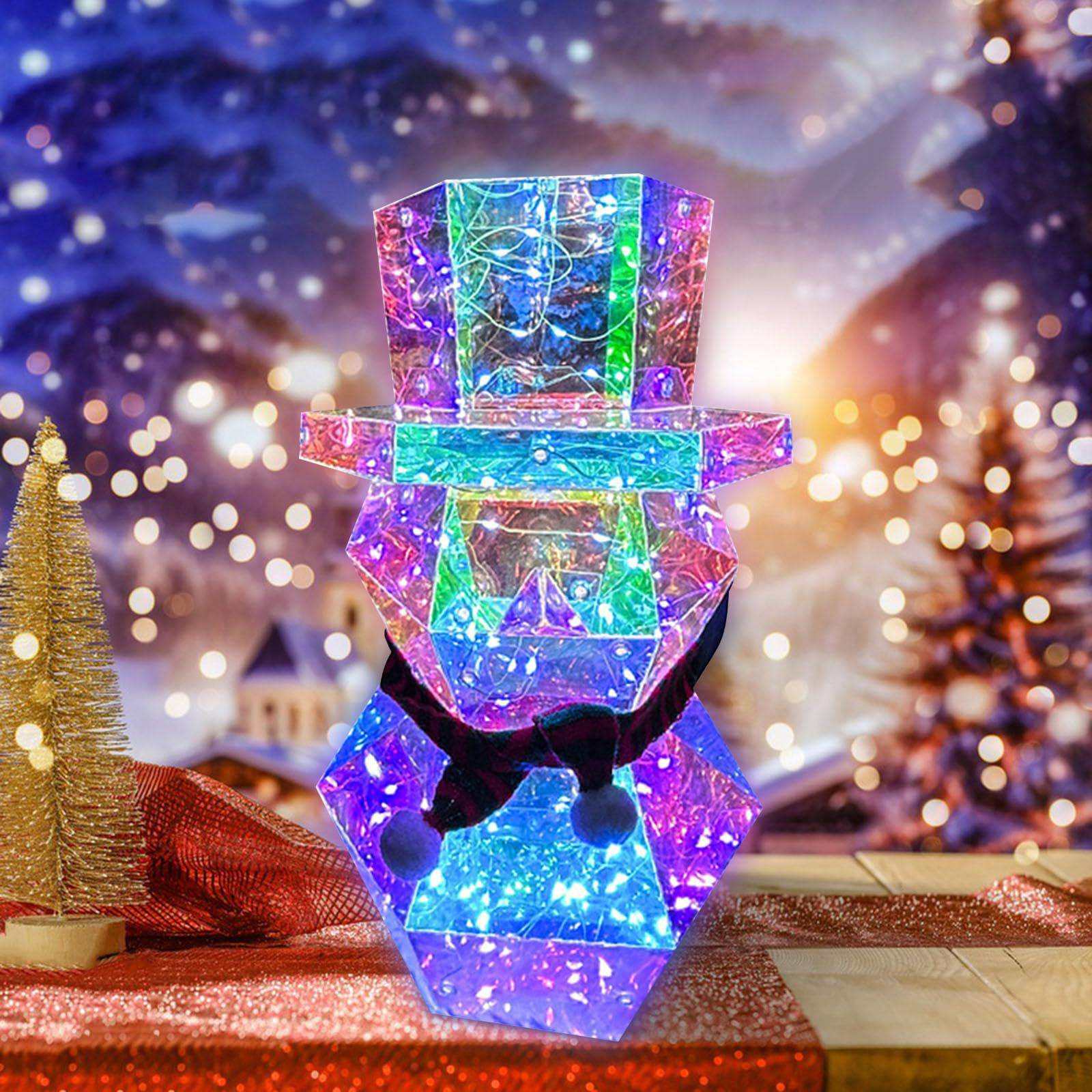 Prismatic LED Christmas Snowman Night Light – Colorful Holiday Tabletop Decor - All Inclusive Family Treasures