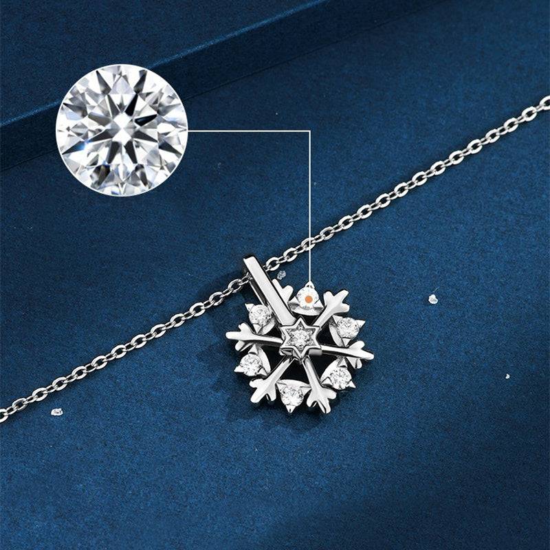 Rotatable 925 Silver Snowflake Necklace - A Sparkling Winter Treasure - All Inclusive Family Treasures