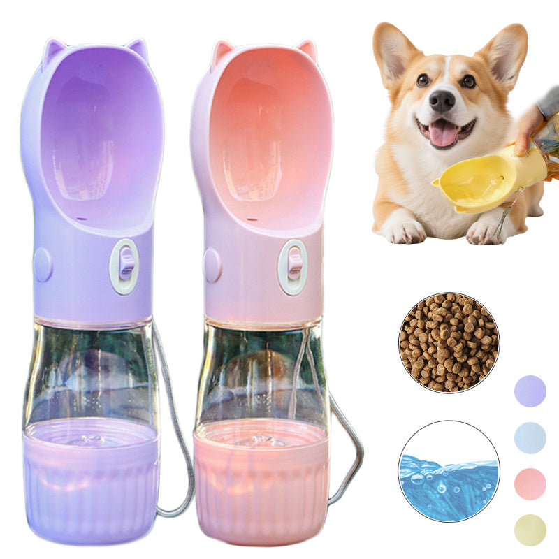 2-in-1 Portable Pet Water & Food Bottle – Travel Essential