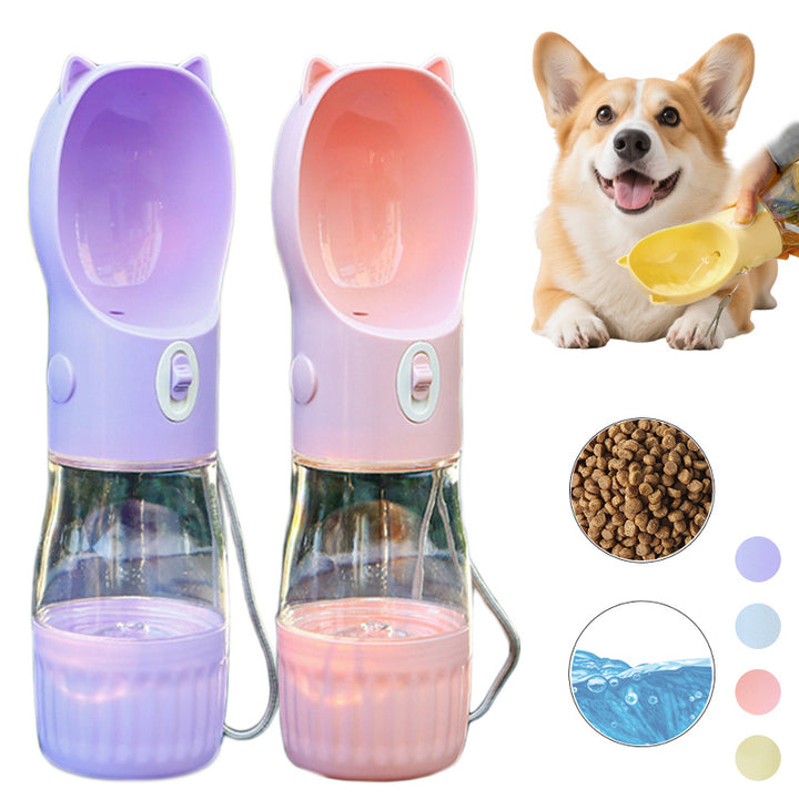 2-in-1 Portable Pet Water & Food Bottle – Travel Essential