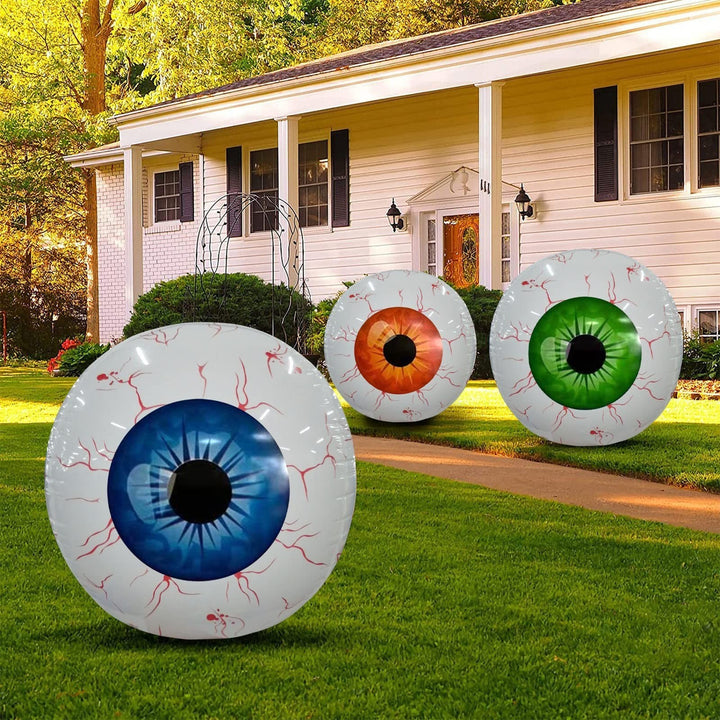 Giant Halloween Inflatable Eyeball & Pumpkin Balloons – Spooky Party Props