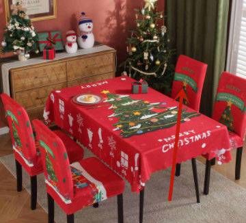 Festive Waterproof & Oil-Proof Christmas Tablecloth Set – Elegant Holiday Dining Decor with Chair Covers - All Inclusive Family Treasures