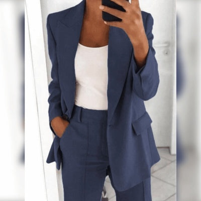 Women’s Two-Piece Casual Suit (Blazer & Slim-Fit Trousers)