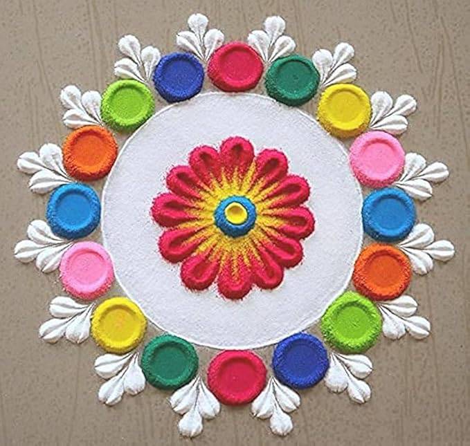 Rangoli Colours Powder Bottles for Floor Decorations - All Inclusive Family Treasures