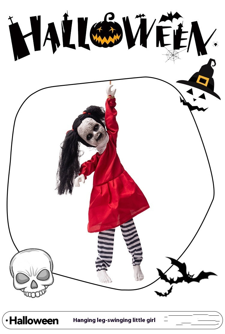 Hanging Leg-Swinging Little Girl – Halloween Electric Decoration