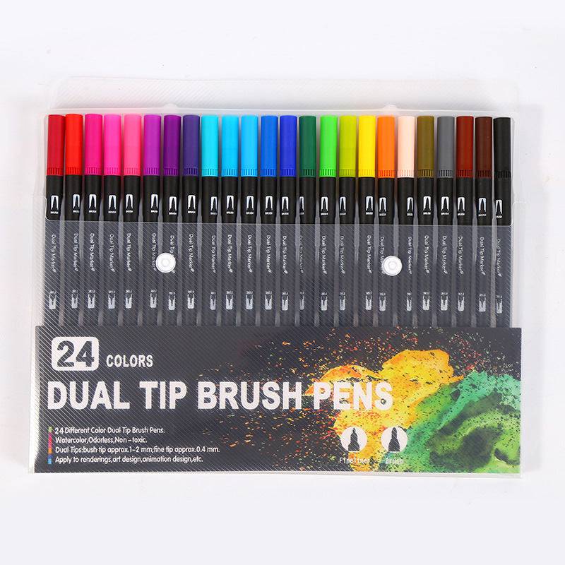 Dual Tip Brush Pens Set – Vibrant Watercolor Markers for Artists & Hobbyists - All Inclusive Family Treasures