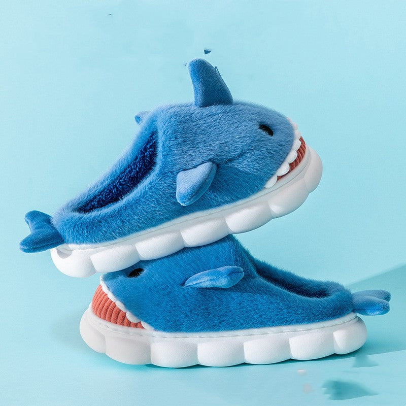 Cozy Bites – Plush Shark & Dolphin Cartoon Slippers