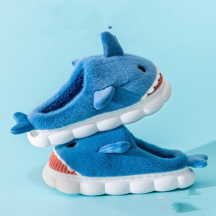 Cozy Bites – Plush Shark & Dolphin Cartoon Slippers