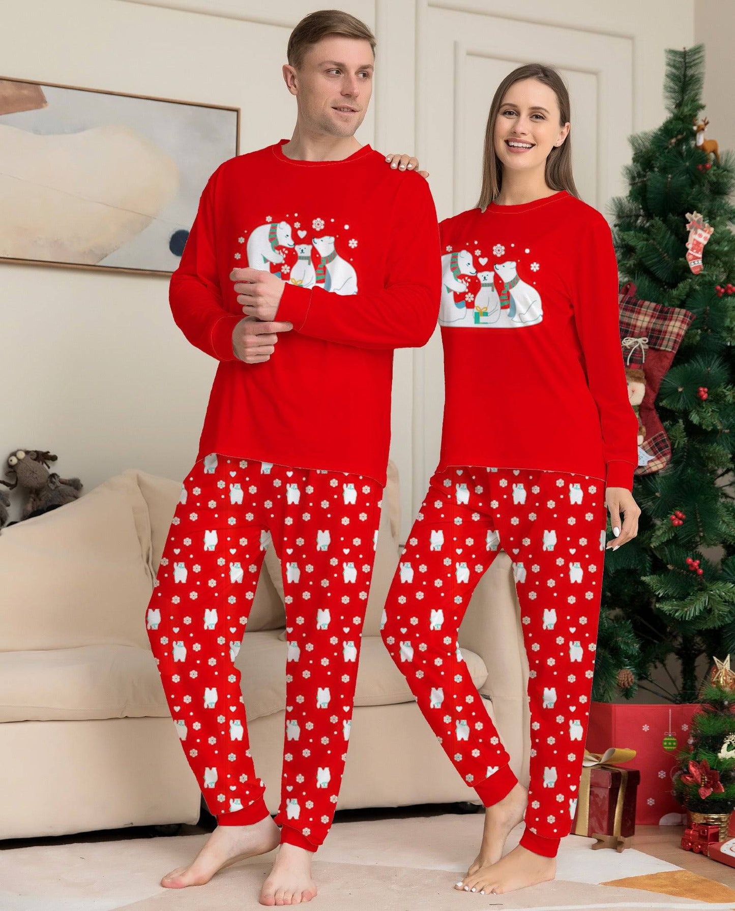 Adorable Christmas Family Pajama Set – Red Parent-Child Matching Holiday Sleepwear - All Inclusive Family Treasures