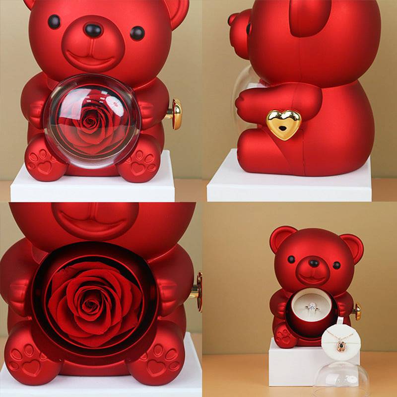 Rotating Bear Gift Box – Rose Jewelry Box for Special Occasions - All Inclusive Family Treasures