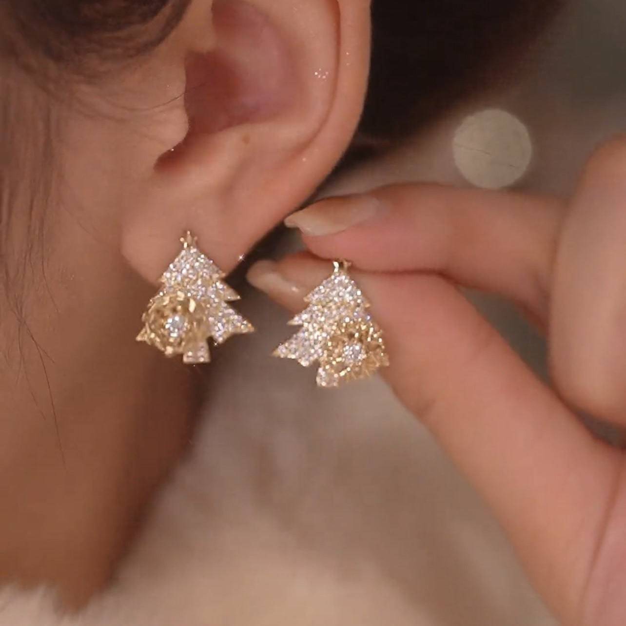 Sparkling Earrings with Snowflake Accents – Rotatable Studs - All Inclusive Family Treasures