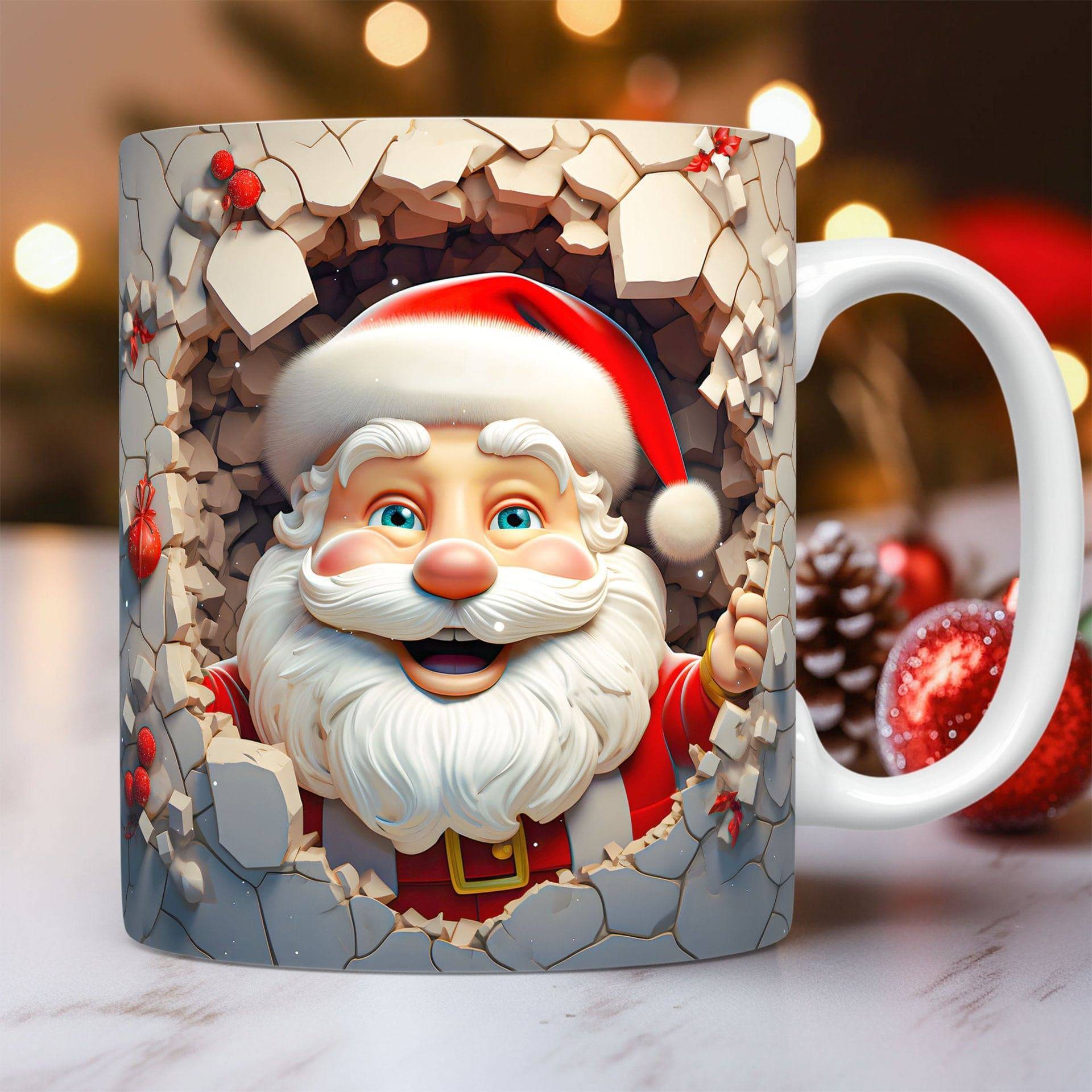 Festive 3D Christmas Ceramic Mug – Adorable Santa Design for Holiday Cheer! - All Inclusive Family Treasures