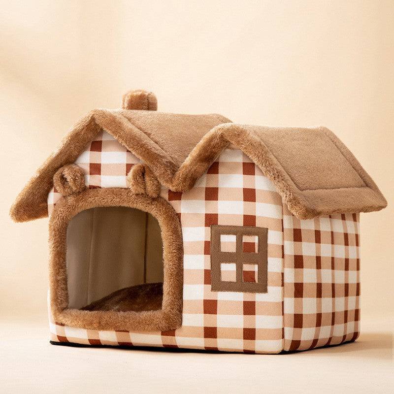 Cozy Cottage Pet House – Warm, Foldable, and Adorable for Dogs & Cats! - All Inclusive Family Treasures