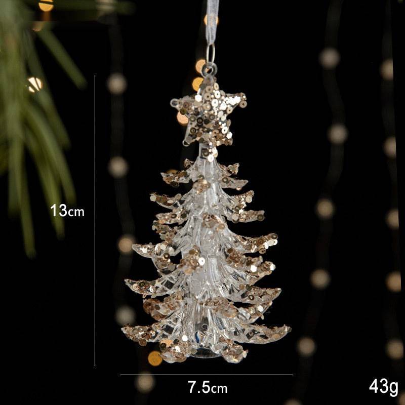 Sparkling Sequin Acrylic Christmas Ornaments – Set of Elegant Transparent Pendants - All Inclusive Family Treasures