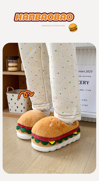 Burger Bliss Plush Slippers – Cozy, Fun & Oh-So-Adorable! - All Inclusive Family Treasures