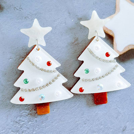 Festive Christmas Tree Earrings with Rhinestones – Perfect for Holiday Glam! - All Inclusive Family Treasures