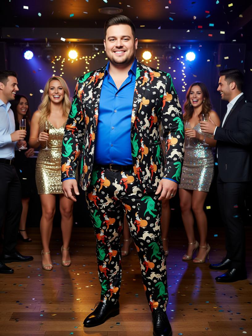 Men's Christmas Suit - Festive Holiday Blazer and Pants Set