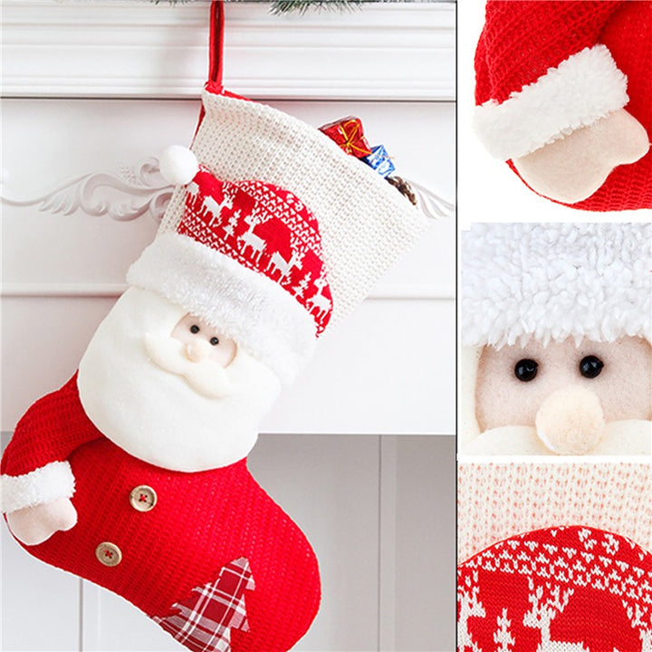 Charming Santa & Snowman Knitted Christmas Stockings – Perfect for Holiday Cheer!