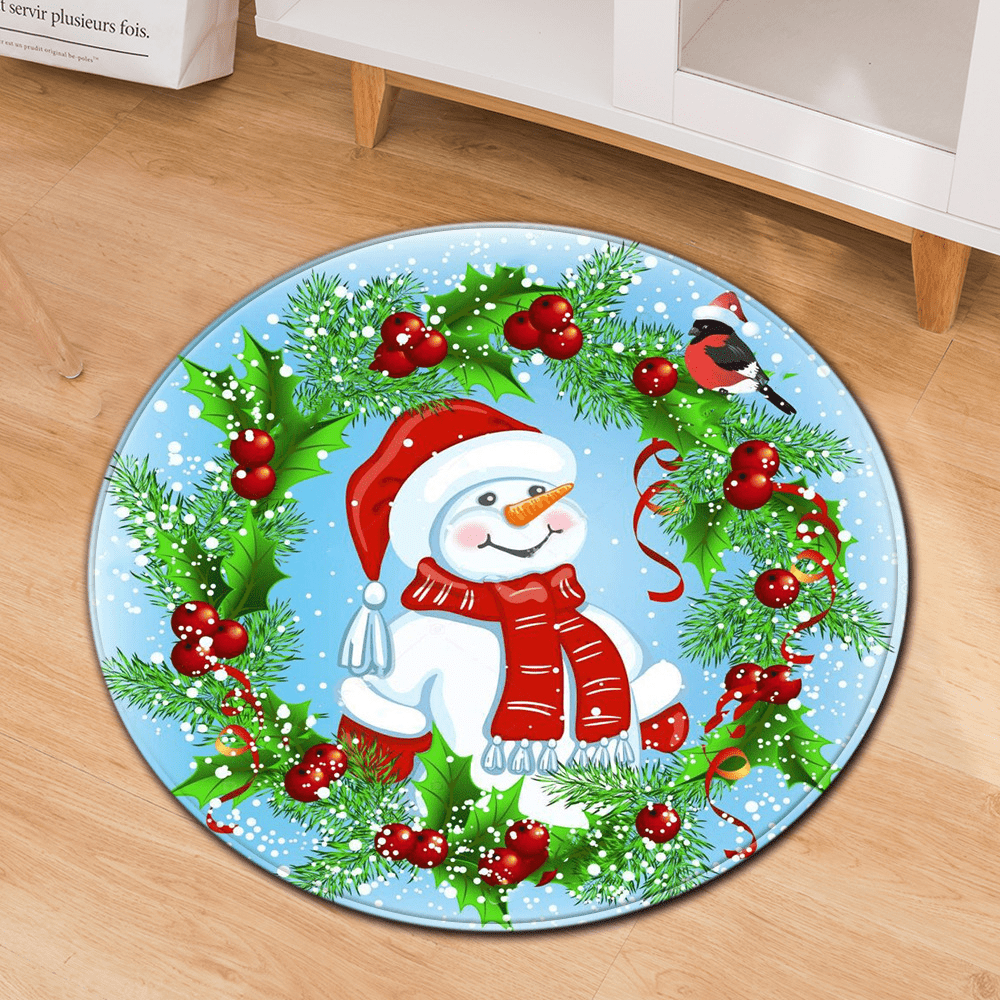 Round Christmas Doormats – Non-Slip Holiday Floor Décor for Your Home - All Inclusive Family Treasures