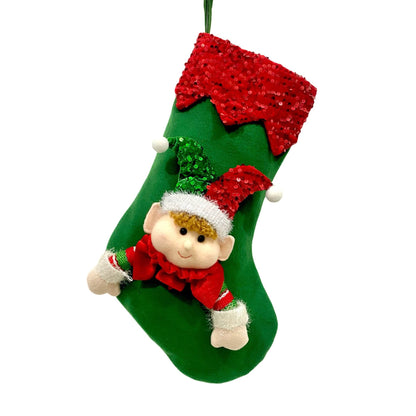 Playful Christmas Elf Stocking with Sequin Trim – Holiday Fun for All Ages - All Inclusive Family Treasures