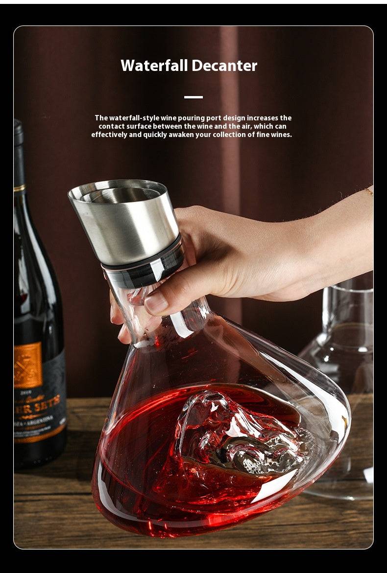 Iceberg Waterfall Crystal Wine Decanter – Lead-Free Quick Decanter for Enhanced Flavor - All Inclusive Family Treasures