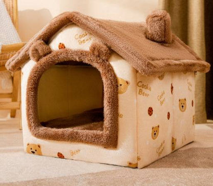 Cozy Cottage Pet House – Warm, Foldable, and Adorable for Dogs & Cats! - All Inclusive Family Treasures