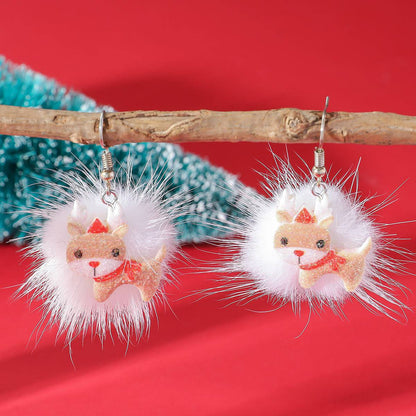 Winter Snowflake Hair Ball Earrings - Cute Christmas Santa & Snowman Designs - All Inclusive Family Treasures