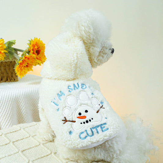 Fluffy Snowman Christmas Jacket – Festive Cuteness for Your Furry Friend - All Inclusive Family Treasures