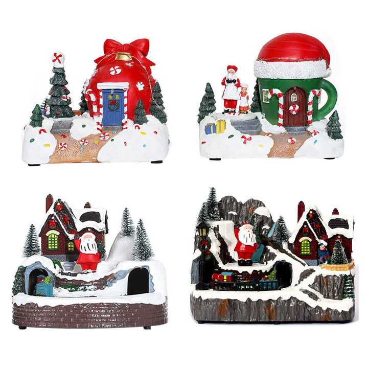 Rotating Christmas Village Music Box – LED Lit Resin Ornament with Santa & Snowy Scene - All Inclusive Family Treasures
