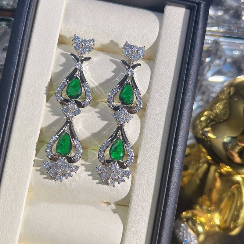 Luxurious Green Zircon Necklace & Earrings Set – Perfect Evening Dress Accessories for a Glamorous Look - All Inclusive Family Treasures