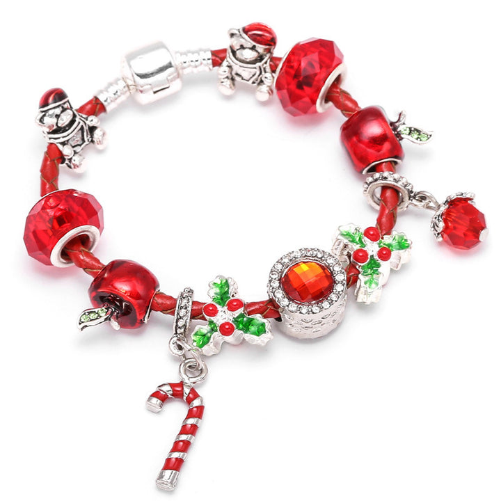 Big Red Christmas Charm Bracelet – Festive Beads & Holiday Elegance