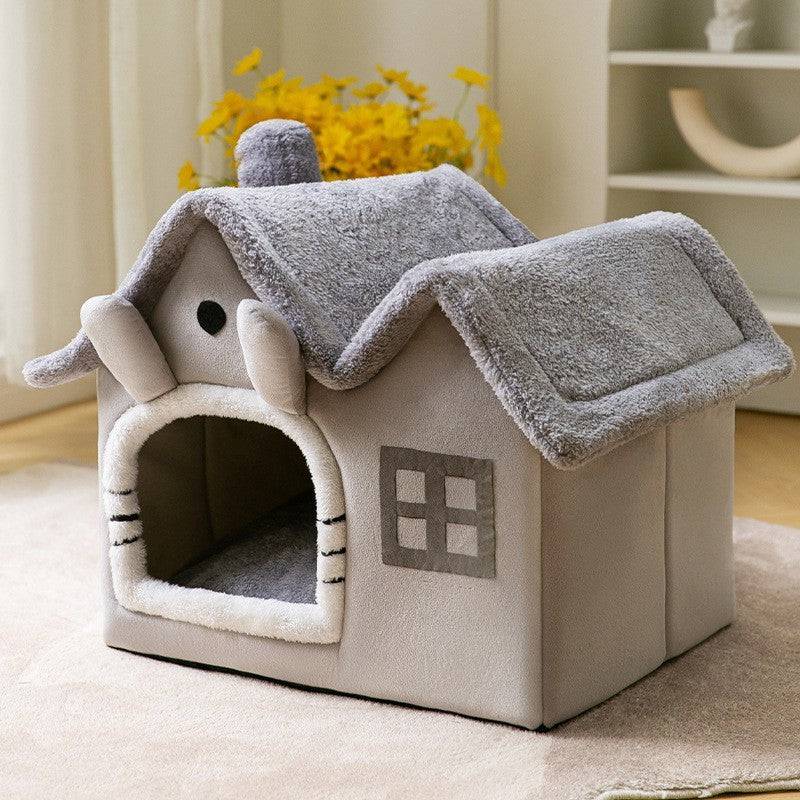 Cozy Cottage Pet House – Warm, Foldable, and Adorable for Dogs & Cats! - All Inclusive Family Treasures