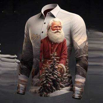 Santa Claus 3D Printed Christmas Shirt - Festive Digital Print Long Sleeve - All Inclusive Family Treasures