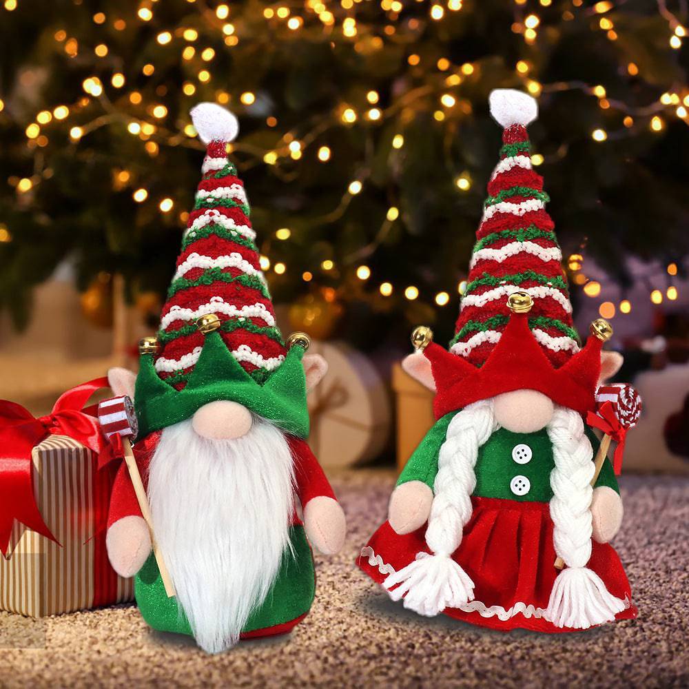 Enchanting Couple Elf Santa Claus Doll Ornaments – Christmas Décor Delight - All Inclusive Family Treasures