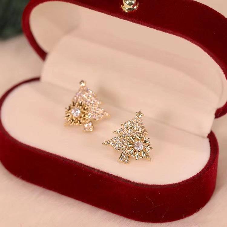 Sparkling Earrings with Snowflake Accents – Rotatable Studs - All Inclusive Family Treasures