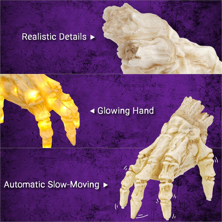 Crawling Zombie Hand with Lights & Sound – Animated Halloween Prop