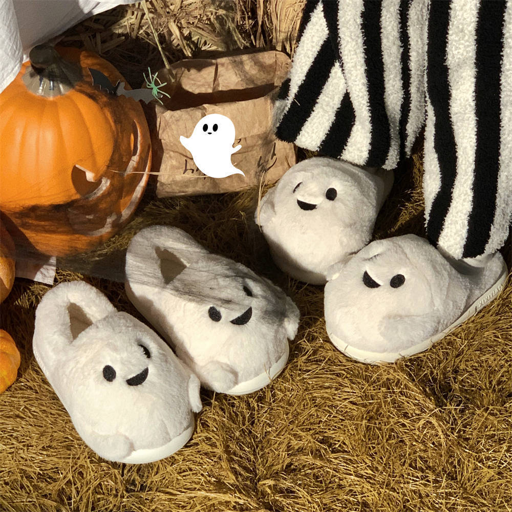 Spooky Snuggles: Ghost Plush Slippers for Couples