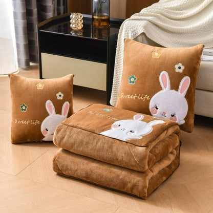 Plush Milk Fiber Pillow Blanket - Cozy 2-in-1 Comfort for Home & Travel - All Inclusive Family Treasures