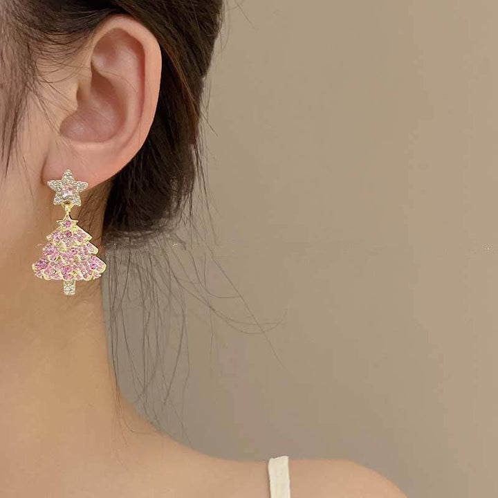 Micro-inlaid Christmas Tree Earrings Female Design Fashion - All Inclusive Family Treasures