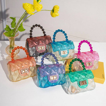 Pearl Handle Transparent Jelly Bag – Stylish & Vibrant Mini Handbag - All Inclusive Family Treasures