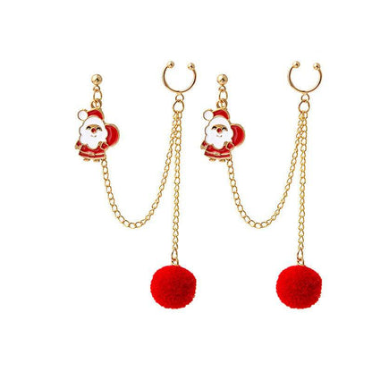 Festive Santa & Christmas Tree Chain Clip Earrings – Holiday Charm for Every Look - All Inclusive Family Treasures