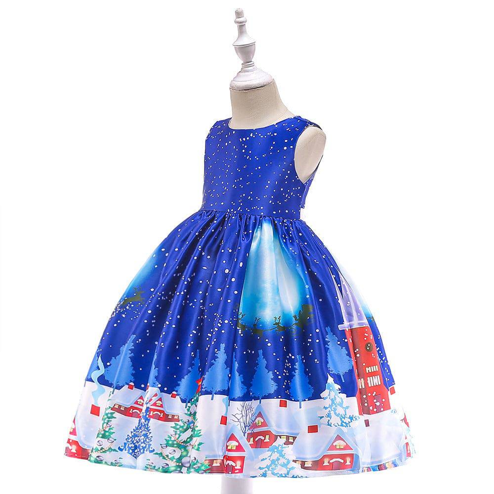 Children's Dress - Festive Holiday Mid-Length Skirt with Reindeer Headband - All Inclusive Family Treasures