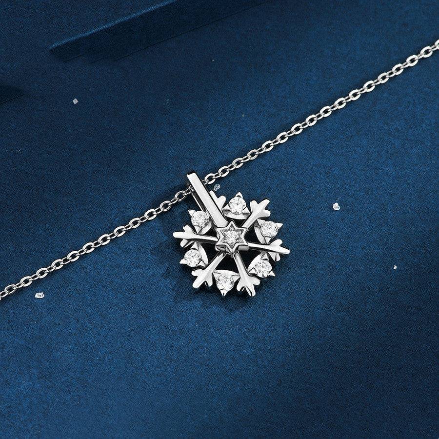 Rotatable 925 Silver Snowflake Necklace - A Sparkling Winter Treasure - All Inclusive Family Treasures